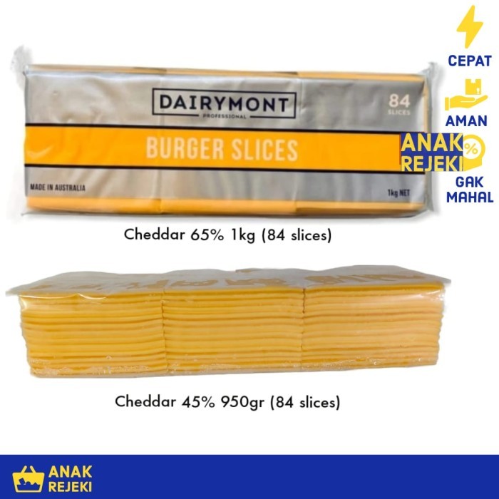 

Dairymont Burger Slices Red Cheddar 1kg isi 84 slices - Keju Burger Australia Pizza Hotdog Keju