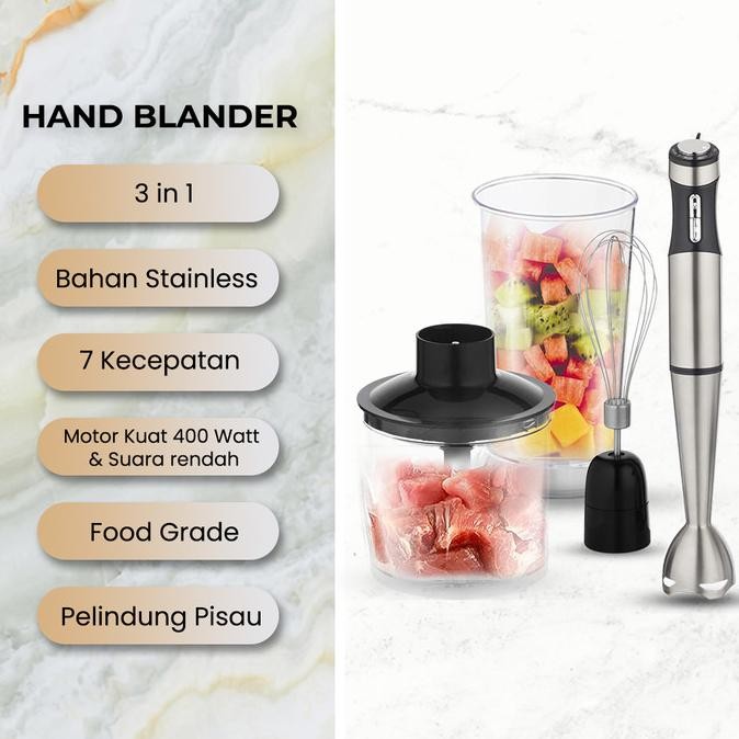 DoraHomi Hand Blender Mixer Tangan Elektrik Stainless Steel Motor Kuat