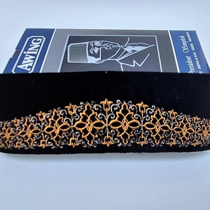 Spesial Songkok Awing Bordir Motif Tulip Emas Songkok Awing Original