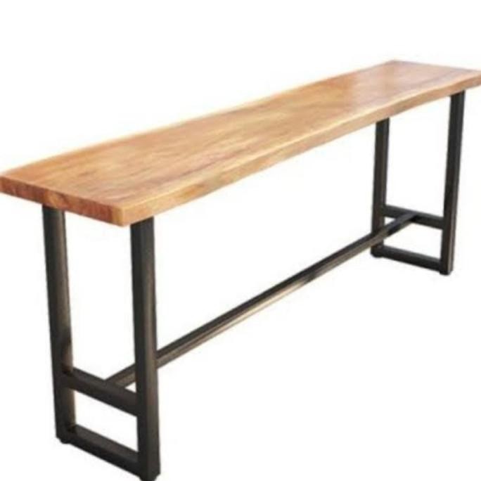 Meja Bar-Meja Cafe-Meja Santai Kayu Kaki Besi Costum