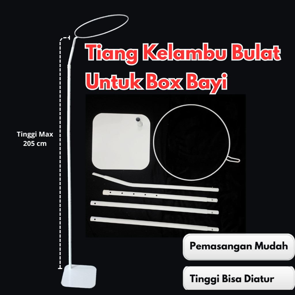 TIANG SAJA Untuk Kelambu Box bayi dari lantai STANDING Berdiri Bulat Aksesoris bahan Besi Praktis