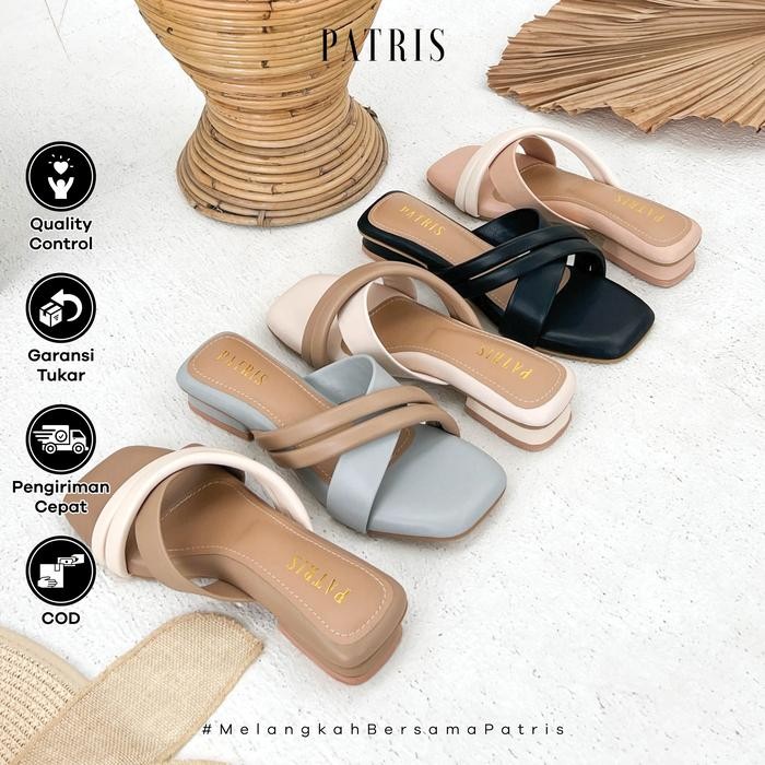 Patris Vinca Sandal Wanita Heels / Hak 3 Cm Black Merah Sendal