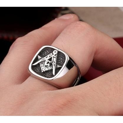 Cincin Pria Huruf G Simbol Logo Inisial Manson Ring Titanium Steel