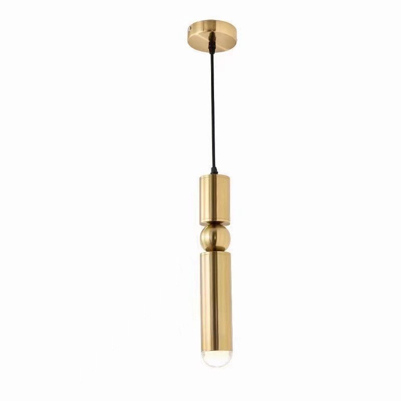 HUSI Golden Long Column LED Pendant Light Gold-Plated Postmodern Nordic Restaurant Pendant Light Col