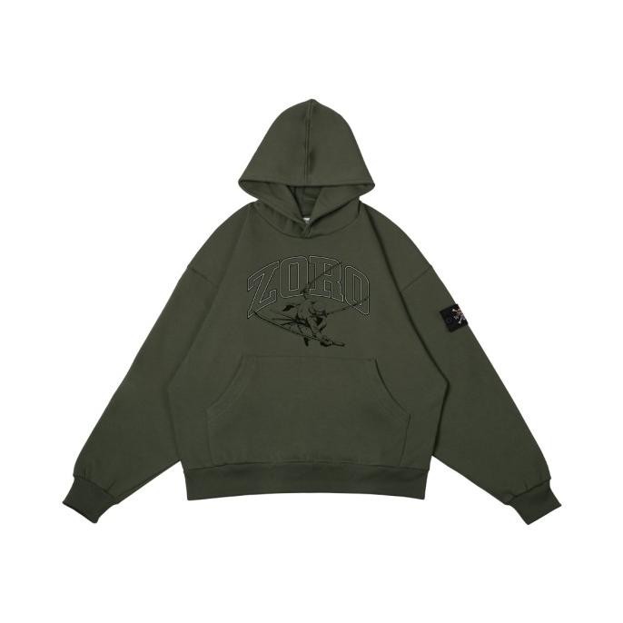 W.Essentiels x One Piece Santoryu Zoro Oversize Hoodie Olive