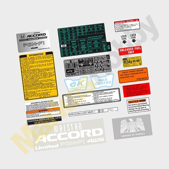 Sticker Honda Accord Maestro Warning Set