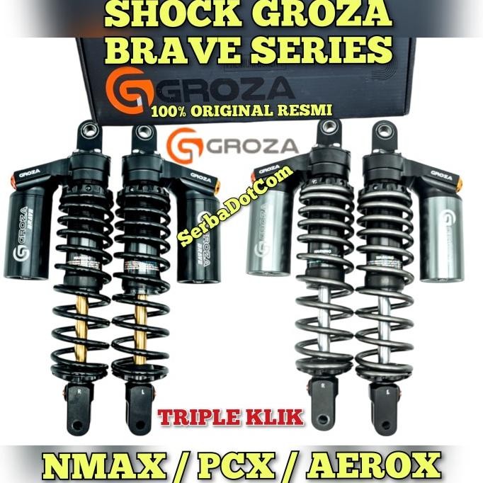 TERMURAH - SHOCK GROZA EF BRAVE SERIES TITANIUM BLACK SERIES AS GOLD NMAX PCX 160 AEROX OLD NEW ORIG