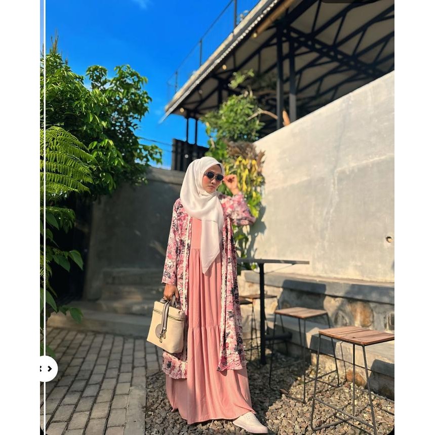 Set Outer Wanita Panjang Setelan Dress Dewasa Gamis Baju Muslim Rayon Kondangan Remaja Crinkle