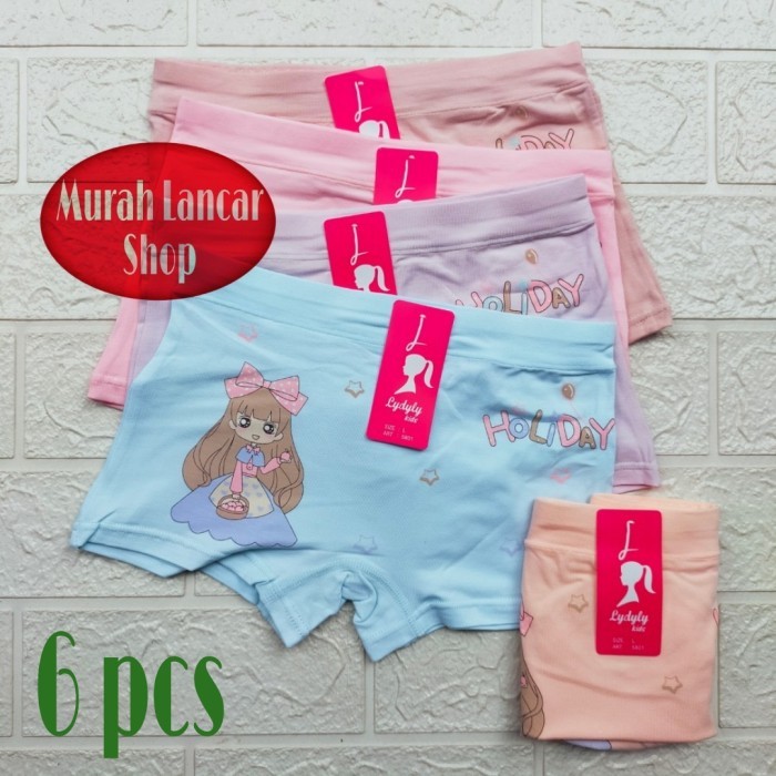 6pcs celana dalam anak perempuan BOXER LYDYLY 5801 katun - cd kids