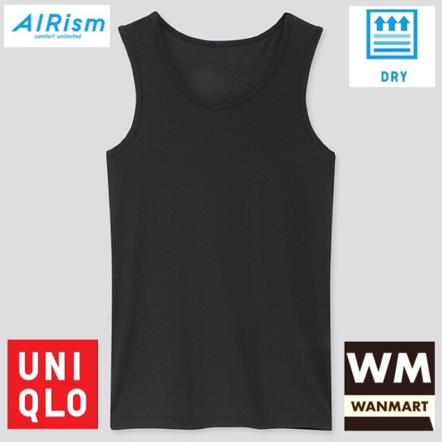 UNIQLO Kids AIRism Kaos Dalam Tank Top MESH Anak Laki-Laki Black