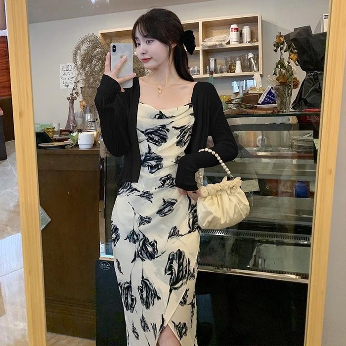 1318 VINTAGE DRESS GAUN SEKSI MIDI INER DRESS TANPA LENGAN PAS BODY BEIGE MEWAH GAUN SEXY ELEGANT