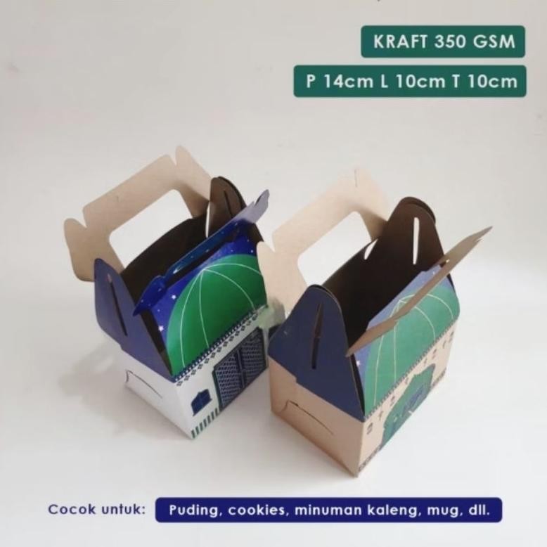 

( 20 PCS ) Gable box lebaran kekinian idul fitri Box snack motif masjid