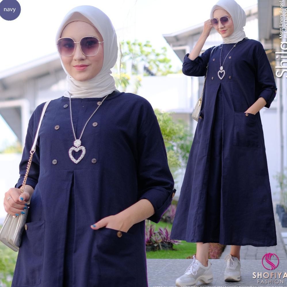 TERLARIS GAMIS MIDI POLOS SHILA ORIGINAL  LINEN PREMIUM Sale