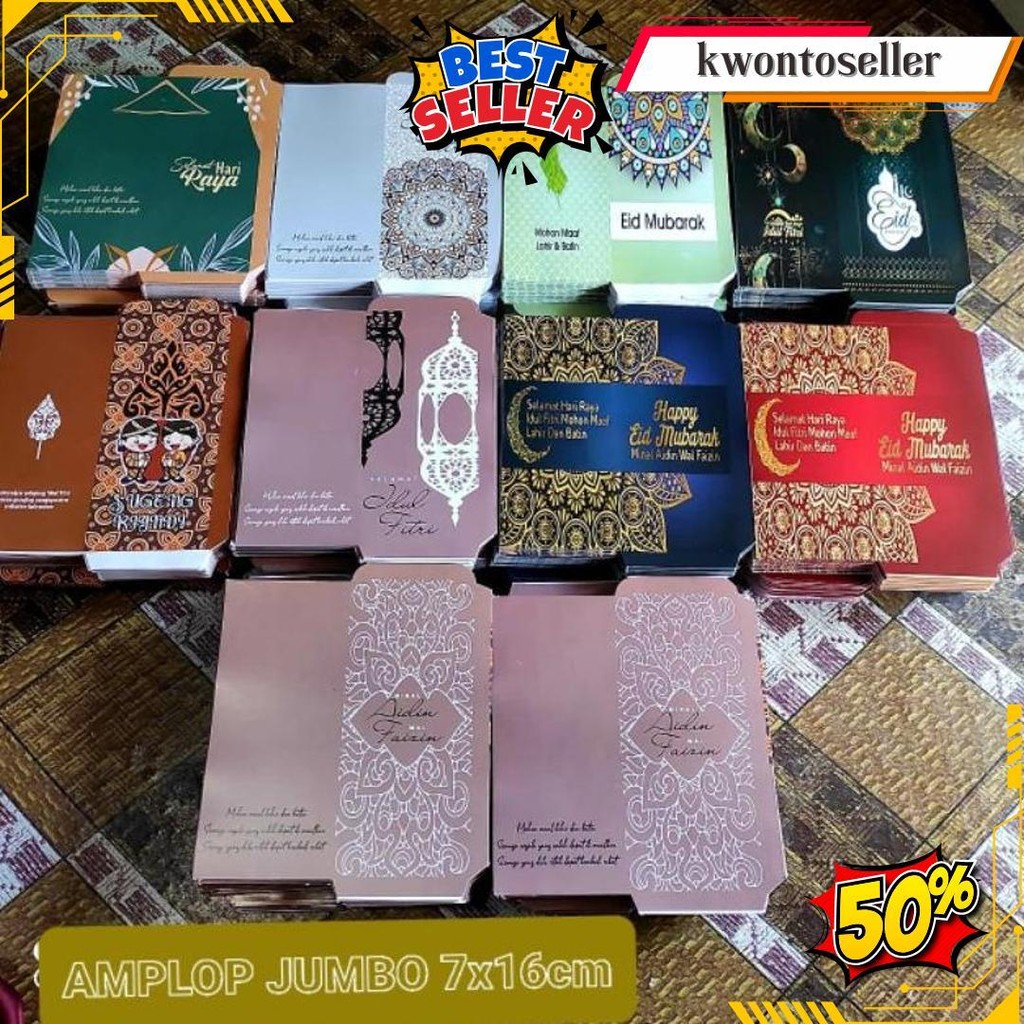 

100 Lembar Amplop Muslim Jumbo Dapat 10 Motif Murah (Free Plastik) Siap Kirim