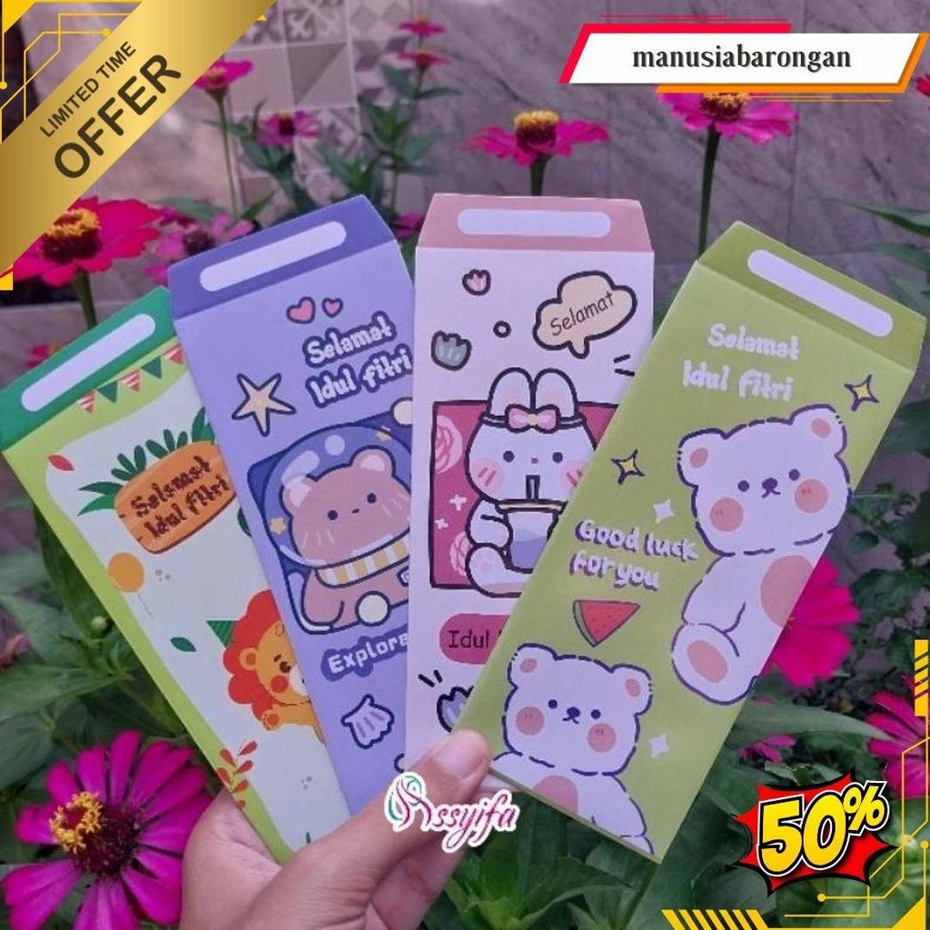 

[5 Pcs] Amplop Lebaran 2025 Panjang Kartun Lucu Uang Tidak Dilipat Cod