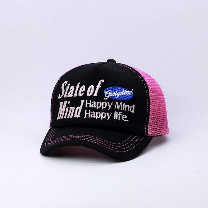 PRODUK TERBARU TOPI JARING TRUCKER HAT BAHAN TWILL LIDAH PENDEK HITAM MIX PINK GRELYSITED STATE OF