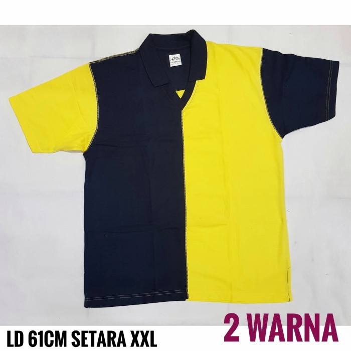kaos kerah polo pria tshirt shirt merah kuning polos jumbo big size