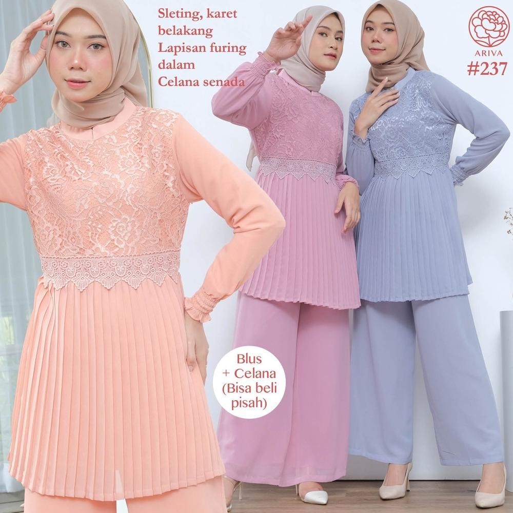 BERKUALITAS BLUS KHANSA PLISKET BRUKAT LENGAN PANJANG WARNA BLUS CHIFFON WANITA PREMIUM BLUS MUSLIM 