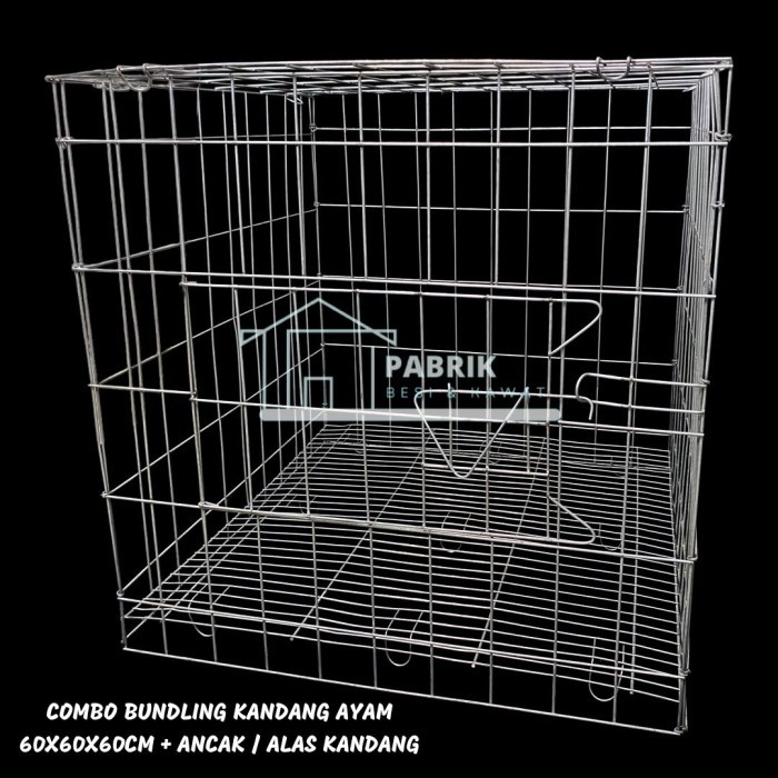 TERBARU Combo Bundling Kandang Ayam Kotak Galvanis 60x60cm + Ancak/Alas Kandang