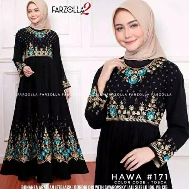 Abaya Turkey Hitam Jetblack Bordir Komputer Promo