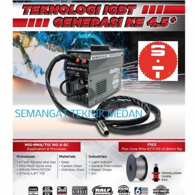 MESIN TRAFO LAS 3 FUNGSI ARGON MIG MMA TIG 160 A-SC STAINLESS MULTIPRO