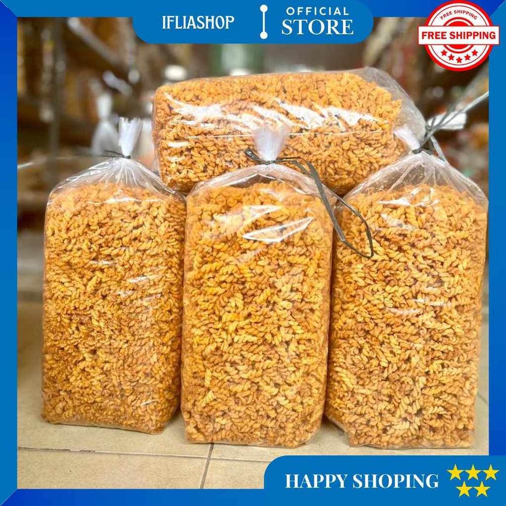 

1 Bal Makaroni Spiral Ulir 2Kg Renyah Tidak Keras Alma.Snack D Cod