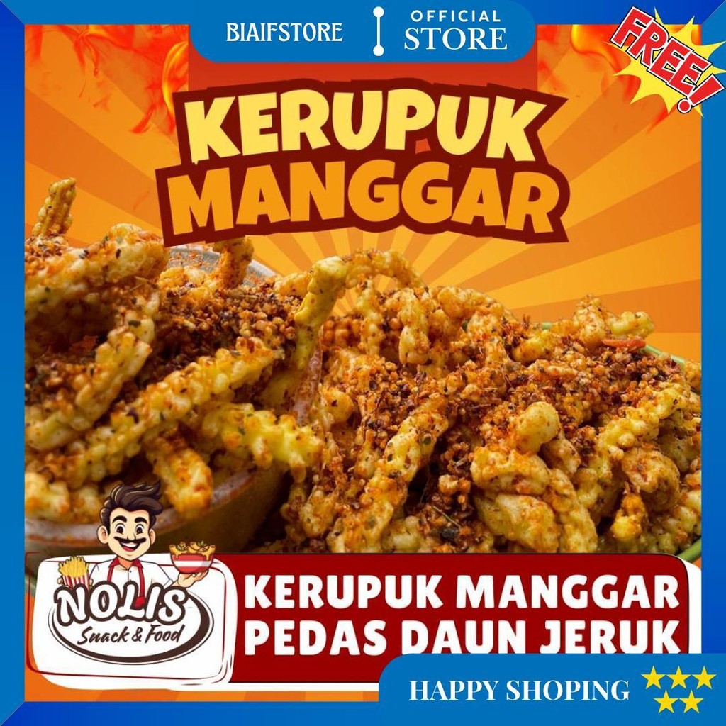 

Kerupuk Manggar Pedas Daun Jeruk 1 Bal 800 Gram | Kerupuk Jaat | Cemilan Nolis Snack D Termurah