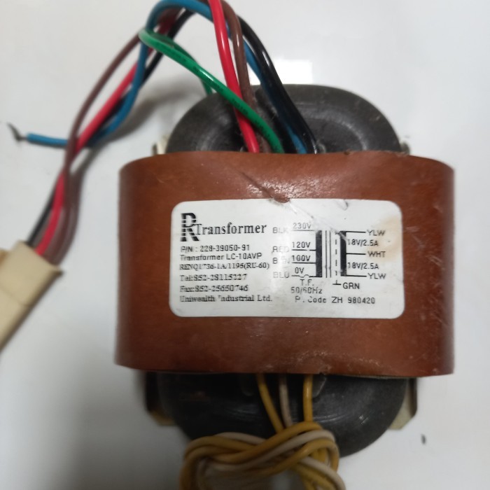 Trafo R Core 18 Volt (2.5A x 2)