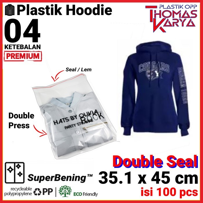 

35.1X45 Cm Plastik Opp Tebal (Lem) Double Seal Plastik Hoodie Sweater