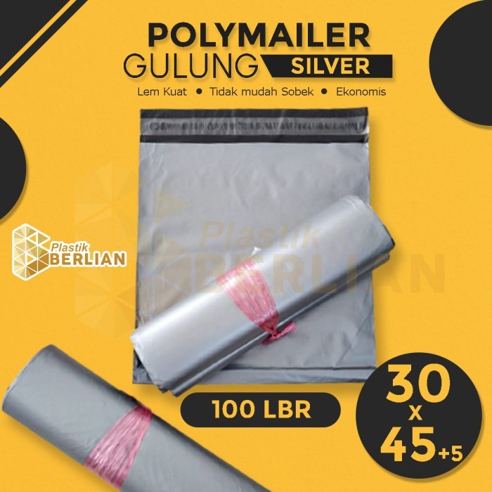 

Polymailer Gulung Silver Ekonomis 30X45+5 Cm Plastik Packing - 100 Lbr