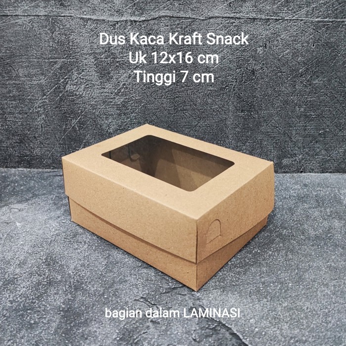 

Dus Kraft 12 X 16 Kaca Per 50 Pcs / Kotak Kue Snack Box Coklat Jendela