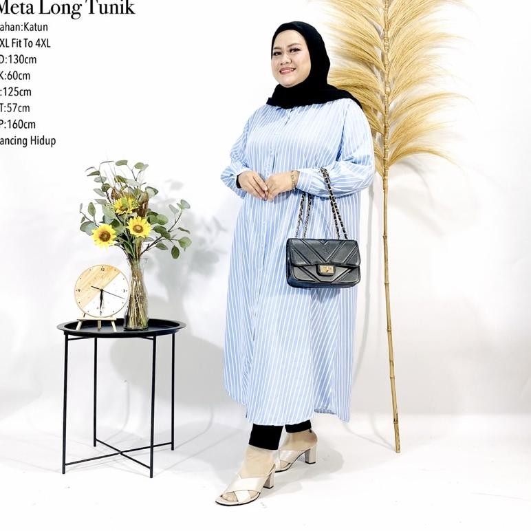BERKUALITAS META LONG TUNIK (LD:130CM) BAJU JUMBO WANITA - BAJU BIGSIZE WANITA - FORYASA