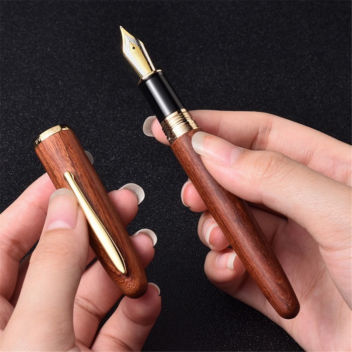 

EF/F Hongdian 660 Wood Fountain Pen Natural Handmade PW