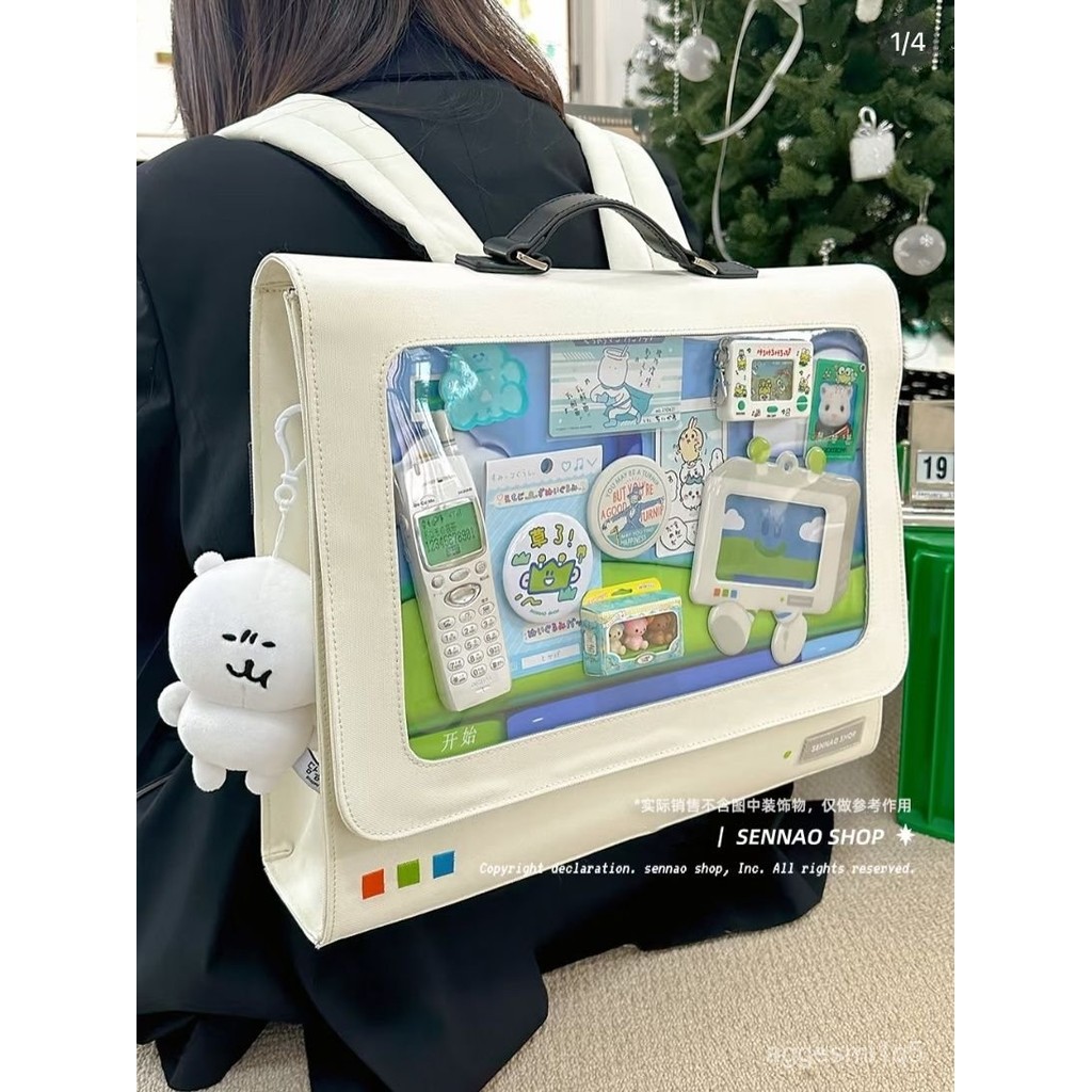 Tas Ransel Laptop Korea Tas Wanita Cambridge Bag Putih/Tas Ransel Transparan Wanita Tas Gendong Cewe