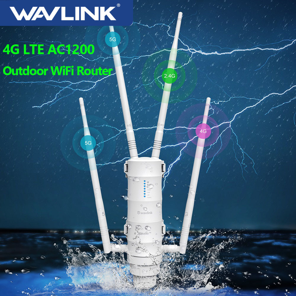 GJZ Wavlink 4G LTE AC1200 High Power Outdoor Wi-Fi Router With SIM Card Slot 5G 2.4G1000Mbps Etherne