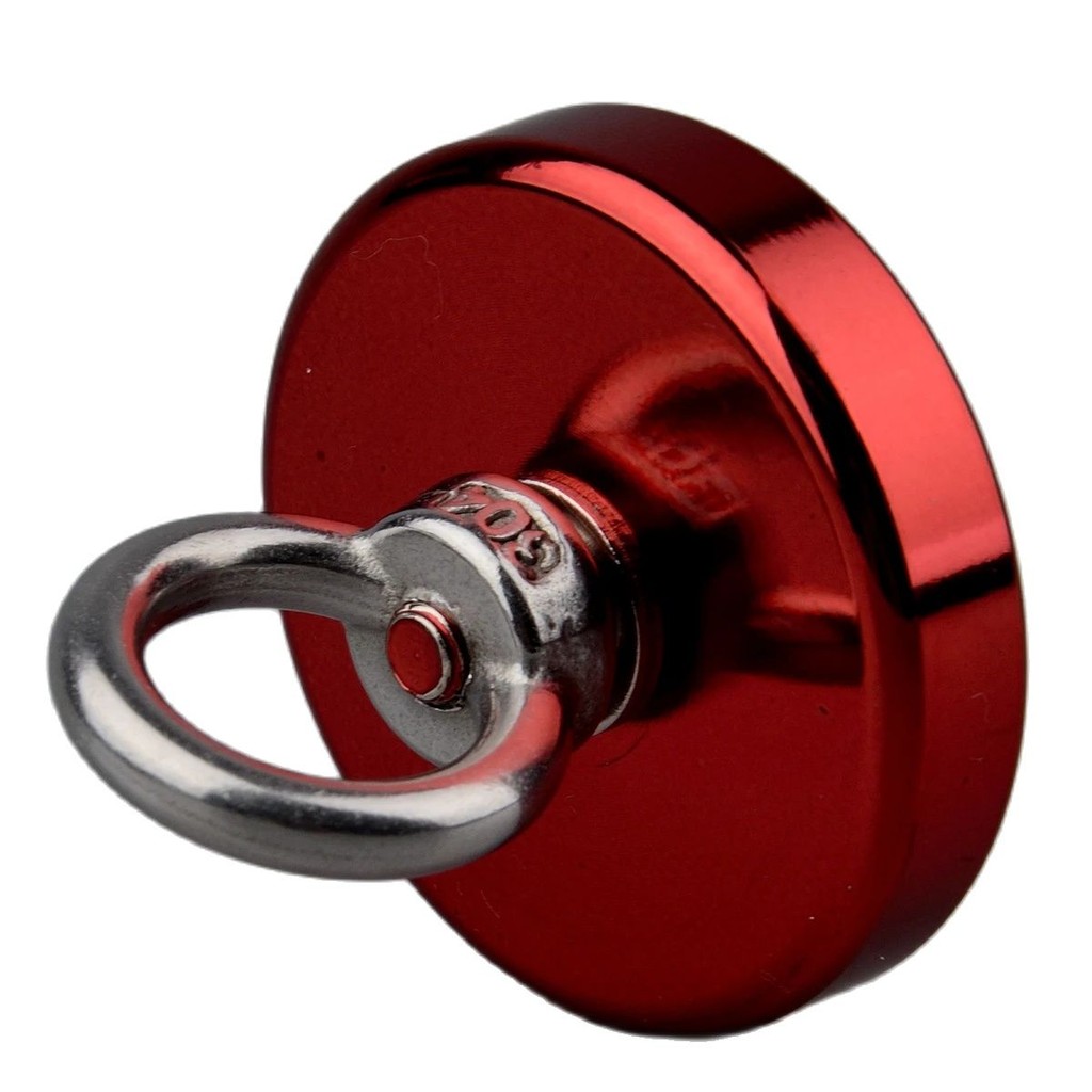 WEASH Red electroplate Single side Fishing Magnet 90KG Strong Magentic N52 D48mm Pot Starter Younger