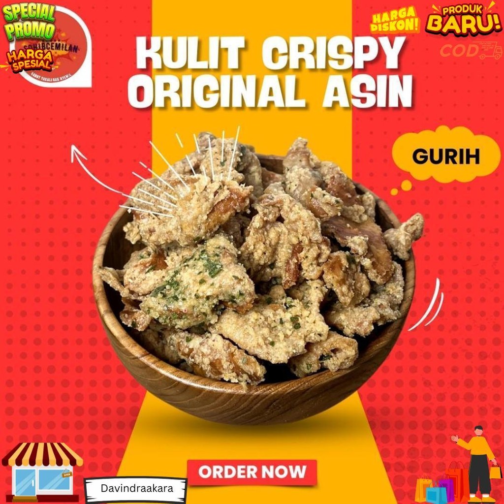 

Keripik Kulit Ayam Crispy Pedas Daun Jeruk 300Gr D Best Seller