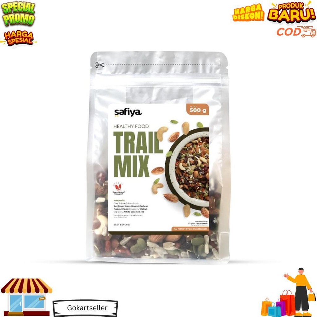 

Trail Mix Safiya 500 Gr Kacang Buah Kering | Snack Camilan Sehat Sereal Makanan Ringan Roasted Dried Fruit Healthy Food D Sale