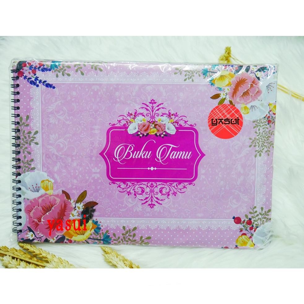 

(isi 2 buku) Buku Tamu Undangan Motif BUNGA Pinggiran SPIRAL