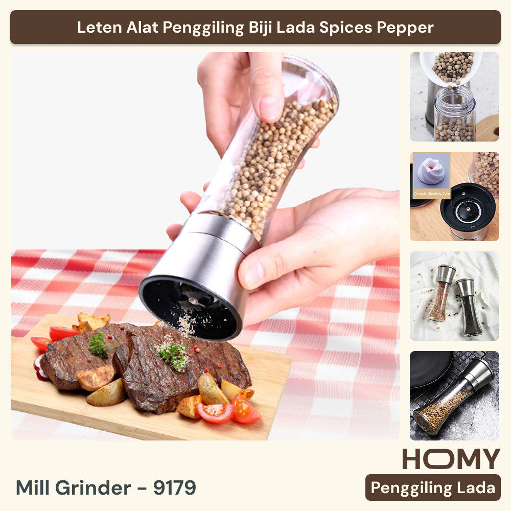 Leten Alat Penggiling Biji Lada Spices Pepper Mill Grinder - 9179