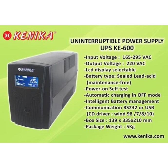 UPS KENIKA KE-600 Line Interactive Smart UPS 600VA with AVR ENC