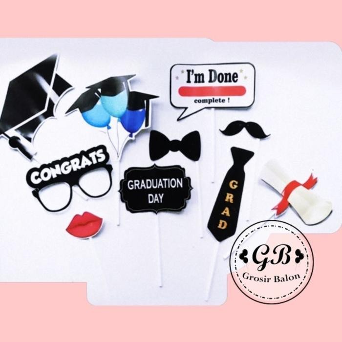 Photobooth Props Tema Graduation Wisuda Kertas Stick / Photobooth Property Graduation