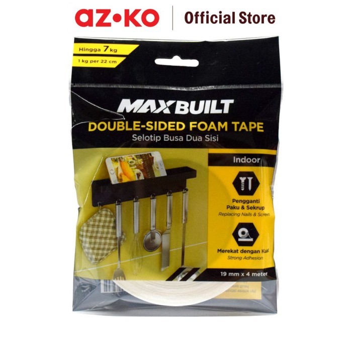 

AZKO Maxbuilt 4 mtr Selotip Busa 2 Sisi 19 Mm - Putih Double Tapeperekat Isolasilakban