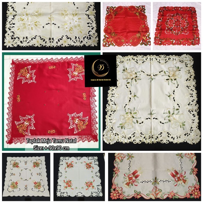 taplak meja tamu natal mewah - taplak natal