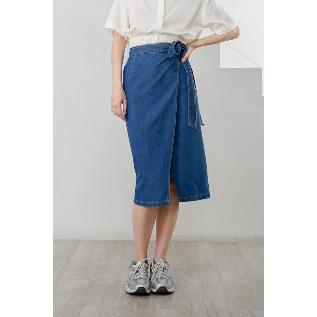 Kivee - Jovia Wrap Skirt Denim