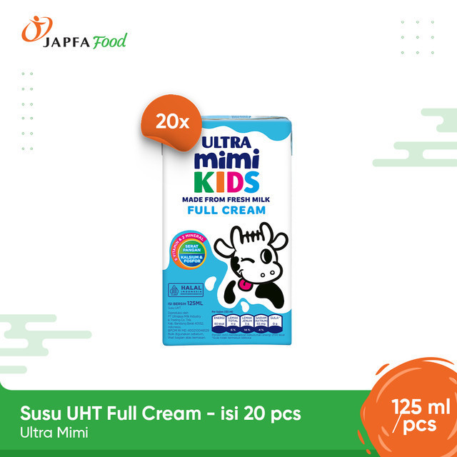

Ultra Mimi Susu UHT Full Cream 125ml 100% Susu Sapi Segar - Isi 20 pcs