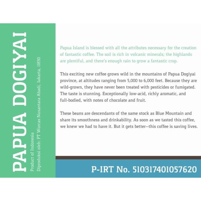 

Worcas Arabica Papua Dogiyai 200 Gram - Medium Roasted Coffee