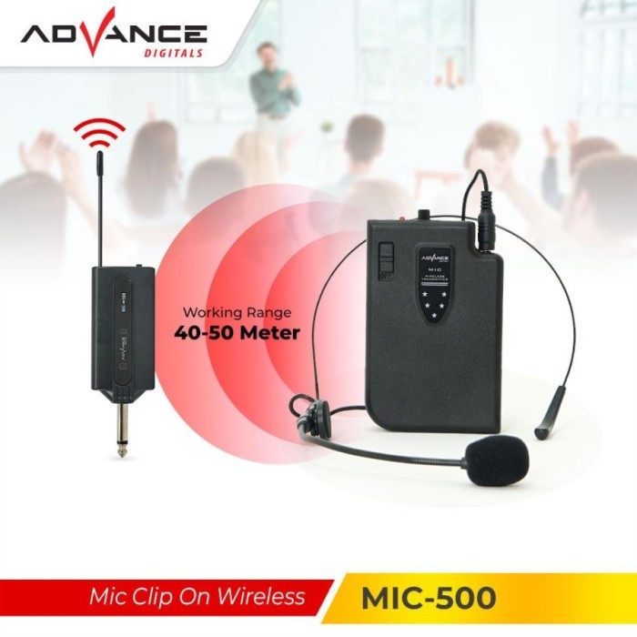 Advance Mic500 Mic Clip On Bando Wireless Bluetooth Youtuber Jangkauan