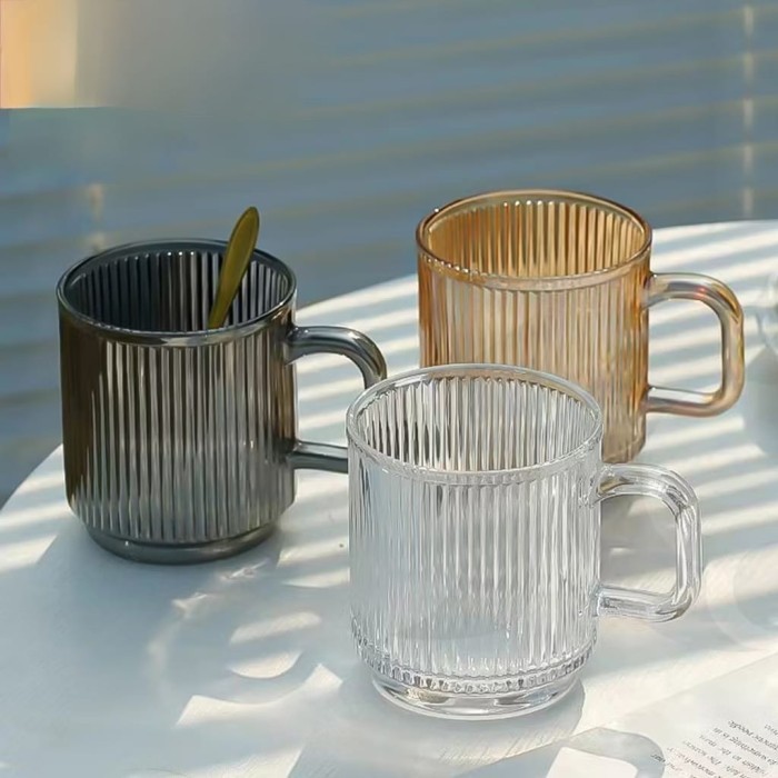 ~@~@~@~@] GELAS PLASTIK MOTIF GARIS AESTHETIC MUG CANGKIR KOPI ESTETIK CAFE UNIK ALA KOREA MEWAH