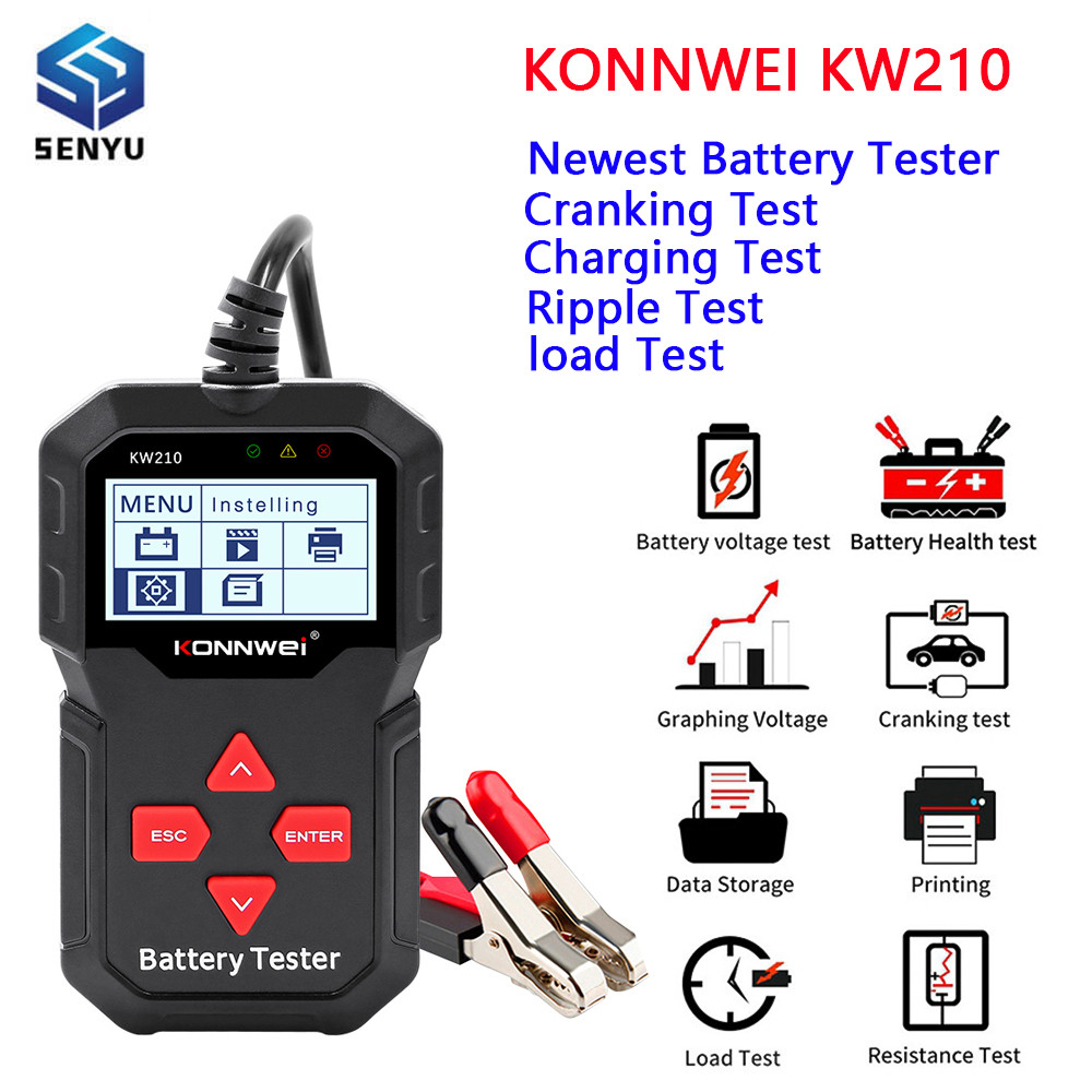 New KONNWEI KW210 8-16V Car Battery Tester Real Time Monitor Analyzer 100 to 2000CCA Cold Cranking A